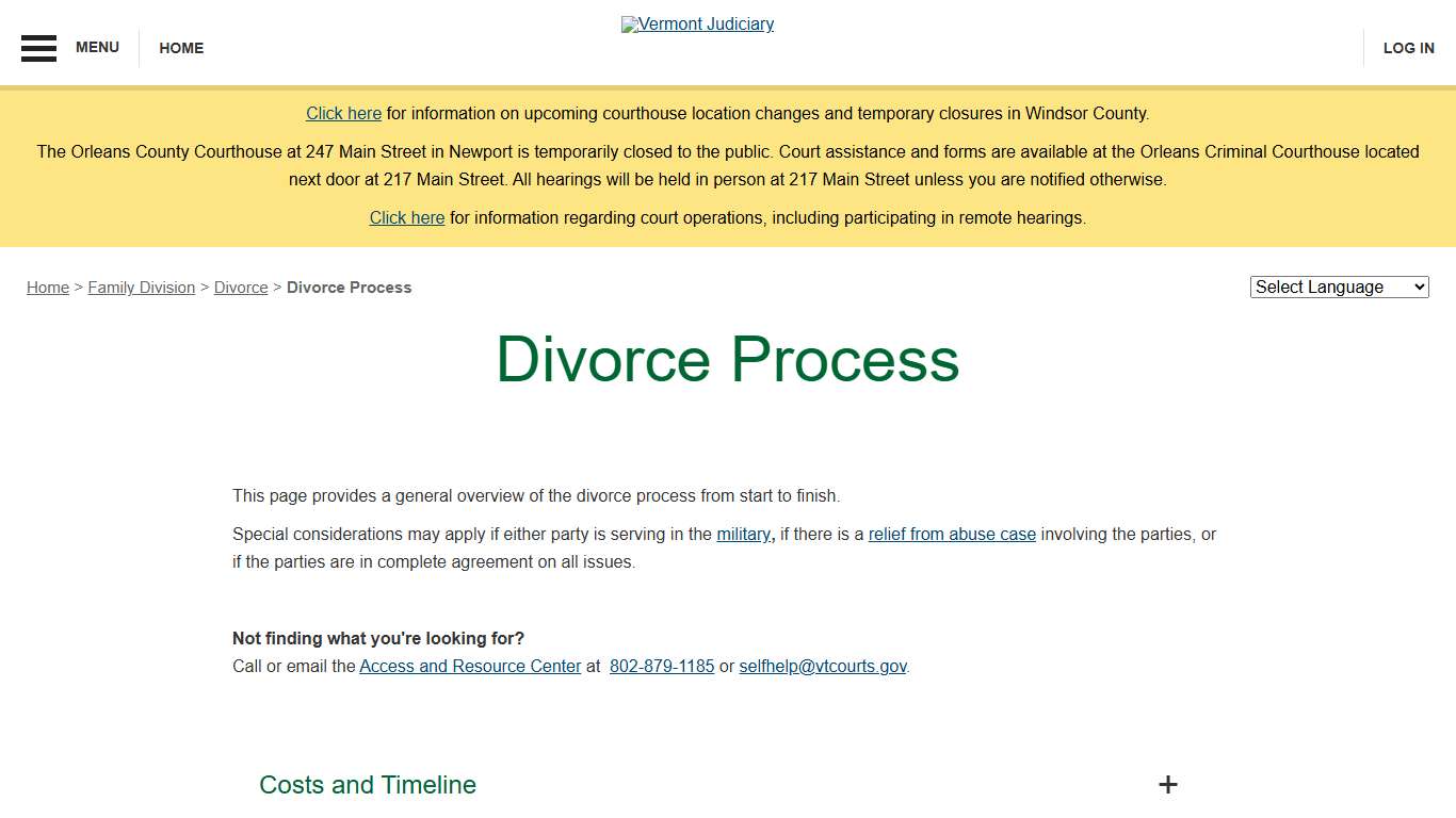 Divorce Process Vermont Judiciary